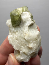 Load image into Gallery viewer, Electric Green Diopside on Quartz – Collector Mineral Specimen (Gilgit-Baltistan) Pakistan
