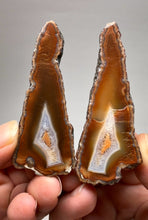 Load image into Gallery viewer, RARE POLEHEDROID Indonesian Sumatra Agate Pair – Vibrant Banded Chalcedony with Rich Color Zoning | Ethical Lapidary & Collector Display Specimens