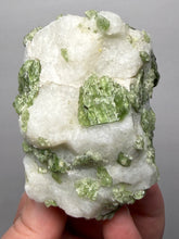 Load image into Gallery viewer, Electric Green Diopside on Quartz – Collector Mineral Specimen (Gilgit-Baltistan) Pakistan