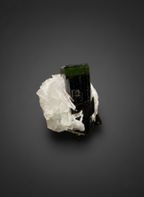 Load image into Gallery viewer, Dark Green Cap Stak Nala Tourmaline on Cleavelandite Matrix – Haramosh Mountains, Pakistan