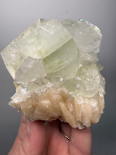 Load image into Gallery viewer, High-Grade Light Green Apophyllite on Pink Stilbite Zeolite | Indian Collector Mineral Specimen