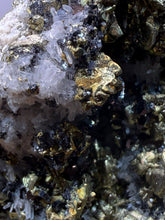 Load image into Gallery viewer, 5.1” New Find: Huanzala Mine Peru Sphalerite + Chalcopyrite + Apatite + Calcite + Quartz | Collector Display Specimen