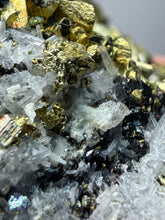 Load image into Gallery viewer, 3” New Find: Huanzala Mine Peru Sphalerite + Chalcopyrite + Apatite + Calcite + Quartz | Collector Display Specimen