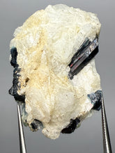 Load image into Gallery viewer, Blue Indicolite & Mint Green Tourmaline on Matrix – Pegmatite Mineral Specimen from Pakistan