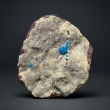 Load image into Gallery viewer, Rare Electric Blue Pentagonite on Druzy Matrix – Collector Mineral Specimen | India