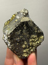 Load image into Gallery viewer, 3” New Find: Huanzala Mine Peru Sphalerite + Chalcopyrite + Apatite + Calcite + Quartz | Collector Display Specimen