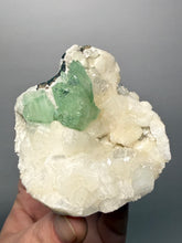 Load image into Gallery viewer, High-Grade Gemmy Green Apophyllite on White Stilbite & Apophyllite | Deccan Traps, Maharashtra, India