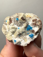 Load image into Gallery viewer, Rare Electric Blue Pentagonite on Druzy Matrix – Collector Mineral Specimen | India