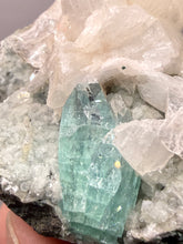 Load image into Gallery viewer, High-Grade Gemmy Green Apophyllite on White Stilbite & Apophyllite | Deccan Traps, Maharashtra, India