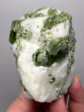 Load image into Gallery viewer, Electric Green Diopside on Quartz – Collector Mineral Specimen (Gilgit-Baltistan) Pakistan