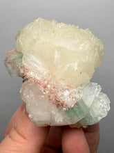 Load image into Gallery viewer, High-Grade Gemmy Green Apophyllite on White Stilbite | Deccan Traps, Maharashtra, India