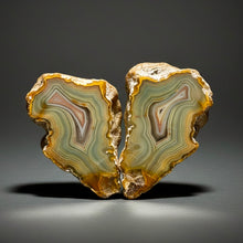 Load image into Gallery viewer, High-Grade Indonesian Sumatra Agate Pair – Vibrant Banded Chalcedony with Rich Color Zoning | Ethical Lapidary & Collector Display Specimens