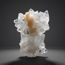 Load image into Gallery viewer, High-Grade Diamond Apophyllite on Pink Stilbite Stalactite — Maharashtra, India