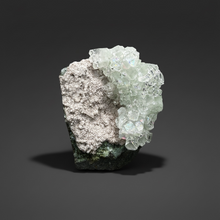 Load image into Gallery viewer, Light Mint Green “Disco Ball” Radial Apophyllite on Pink & Green Heulandite — Deccan Traps, India