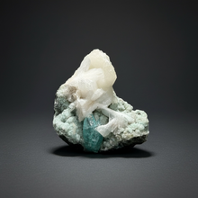 Load image into Gallery viewer, High-Grade Gemmy Green Apophyllite on White Stilbite & Apophyllite | Deccan Traps, Maharashtra, India