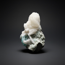Load image into Gallery viewer, High-Grade Gemmy Green Apophyllite on White Stilbite & Apophyllite | Deccan Traps, Maharashtra, India