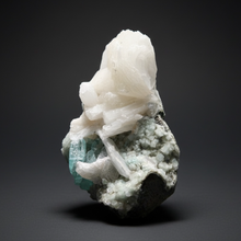 Load image into Gallery viewer, High-Grade Gemmy Green Apophyllite on White Stilbite & Apophyllite | Deccan Traps, Maharashtra, India
