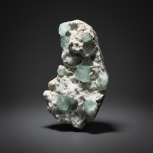 Load image into Gallery viewer, High-Grade Gemmy Green Apophyllite on White Stilbite | Deccan Traps, Maharashtra, India