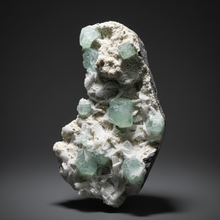 Load image into Gallery viewer, High-Grade Gemmy Green Apophyllite on White Stilbite | Deccan Traps, Maharashtra, India