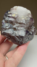 Load and play video in Gallery viewer, Elestial Smokey Amethyst Cluster as Secondary Quartz Growth • Brazil