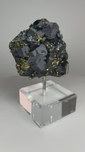 Load and play video in Gallery viewer, Cubic Galena, Sphalerite-Marmatite & Octahedral Golden Chalcopyrite from Bulgaria • Rare High Grade • Mineral Collector’s Specimen Showpiece