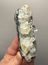 Load image into Gallery viewer, High-Grade Green Apophyllite with Pink Stilbite on Black Chalcedony – Deccan Traps, India
