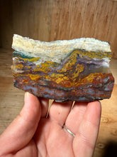 Load image into Gallery viewer, PREMIUM DISPLAY or LAPIDARY SLAB • Moroccan “Dream Landscape Jagate” (Purple, Teal, Red, Green, Red, Yellow &amp; Orange Moss Plume Agate + Jasper) Stone • Double Sided • High Atlas Mountains • Unpolished
