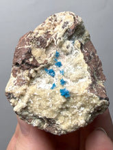 Load image into Gallery viewer, Rare Electric Blue Pentagonite on Druzy Matrix – Collector Mineral Specimen | India
