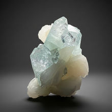 Load image into Gallery viewer, High-Grade Light Mint Green Apophyllite + White Stilbite | Deccan Traps, Maharashtra, India
