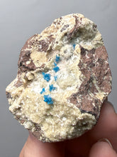 Load image into Gallery viewer, Rare Electric Blue Pentagonite on Druzy Matrix – Collector Mineral Specimen | India
