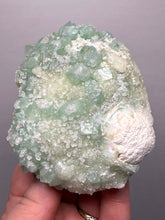 Load image into Gallery viewer, Luminous Mint Apophyllite with Glittering Druzy Sugar Quartz – India
