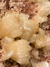 Load image into Gallery viewer, XL Shiny Peach Stilbite on Druzy Red Heulandite – High-Grade Collector Mineral Specimen from India
