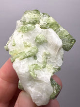 Load image into Gallery viewer, Electric Green Diopside on Quartz – Collector Mineral Specimen (Gilgit-Baltistan) Pakistan
