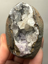 Load image into Gallery viewer, Druzy Lavender “Cactus” Amethyst + Diamond Calcite + Druzy Chalcedony Vug — Deccan Traps, Maharashtra, India
