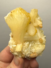 Load image into Gallery viewer, High-Grade Golden Calcite on Golden Stilbite — Maharashtra, India (Collector Cabinet Specimen)
