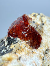 Load image into Gallery viewer, Naturally Faceted Zircon Crystal on Pegmatite–Biotite Matrix • Pakistan Mineral Specimen
