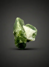 Load image into Gallery viewer, Electric Green Diopside on Quartz – Collector Mineral Specimen (Gilgit-Baltistan) Pakistan
