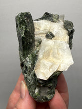 Load image into Gallery viewer, Electric Green Diopside on Quartz – Collector Mineral Specimen (Gilgit-Baltistan) Pakistan
