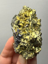 Load image into Gallery viewer, 3.3” New Find: Huanzala Mine Peru Sphalerite + Chalcopyrite + Apatite + Calcite + Quartz | Collector Display Specimen
