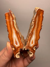 Load image into Gallery viewer, High-Grade Indonesian Sumatra Agate Pair – Vibrant Banded Chalcedony with Rich Color Zoning | Ethical Lapidary &amp; Collector Display Specimens

