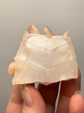 Load image into Gallery viewer, Red Heulandite on 
Pink Stilbite with Druzy Frosted Optical Calcite — India Zeolite Specimen
