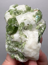 Load image into Gallery viewer, Electric Green Diopside on Quartz – Collector Mineral Specimen (Gilgit-Baltistan) Pakistan
