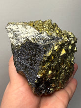 Load image into Gallery viewer, 5.7” New Find: Huanzala Mine Peru Sphalerite + Chalcopyrite + Apatite + Calcite + Quartz | Collector Display Specimen
