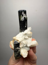 Load image into Gallery viewer, Blue Cap Dark Green Stak Nala Tourmaline on Cleavelandite Matrix – Haramosh Mountains, Pakistan
