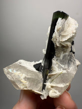 Load image into Gallery viewer, Dark Green Cap Stak Nala Tourmaline and Quartz with Flower Cleavelandite Matrix – Haramosh Mountains, Pakistan
