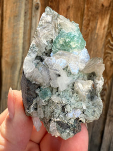 Mint Green (Disco Ball) Radial Apophyllite + White Heulandite • Maharashtra, India