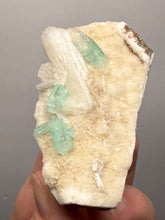 Load image into Gallery viewer, High-Grade Gemmy Green Apophyllite on White Stilbite  | Deccan Traps, Maharashtra, India
