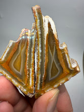Load image into Gallery viewer, RARE POLYHEDROID Indonesian Sumatra Agate Pair – Vibrant Banded Chalcedony with Rich Color Zoning &amp; Red Druzy Botryoidal Quartz| Ethical Lapidary &amp; Collector Display Specimens
