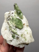 Load image into Gallery viewer, Electric Green Diopside on Quartz – Collector Mineral Specimen (Gilgit-Baltistan) Pakistan
