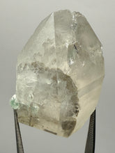 Load image into Gallery viewer, Mint Green Tourmaline on Double Terminated Clear Quartz Crystal | Pegmatite Mineral Specimen from Pakistan
